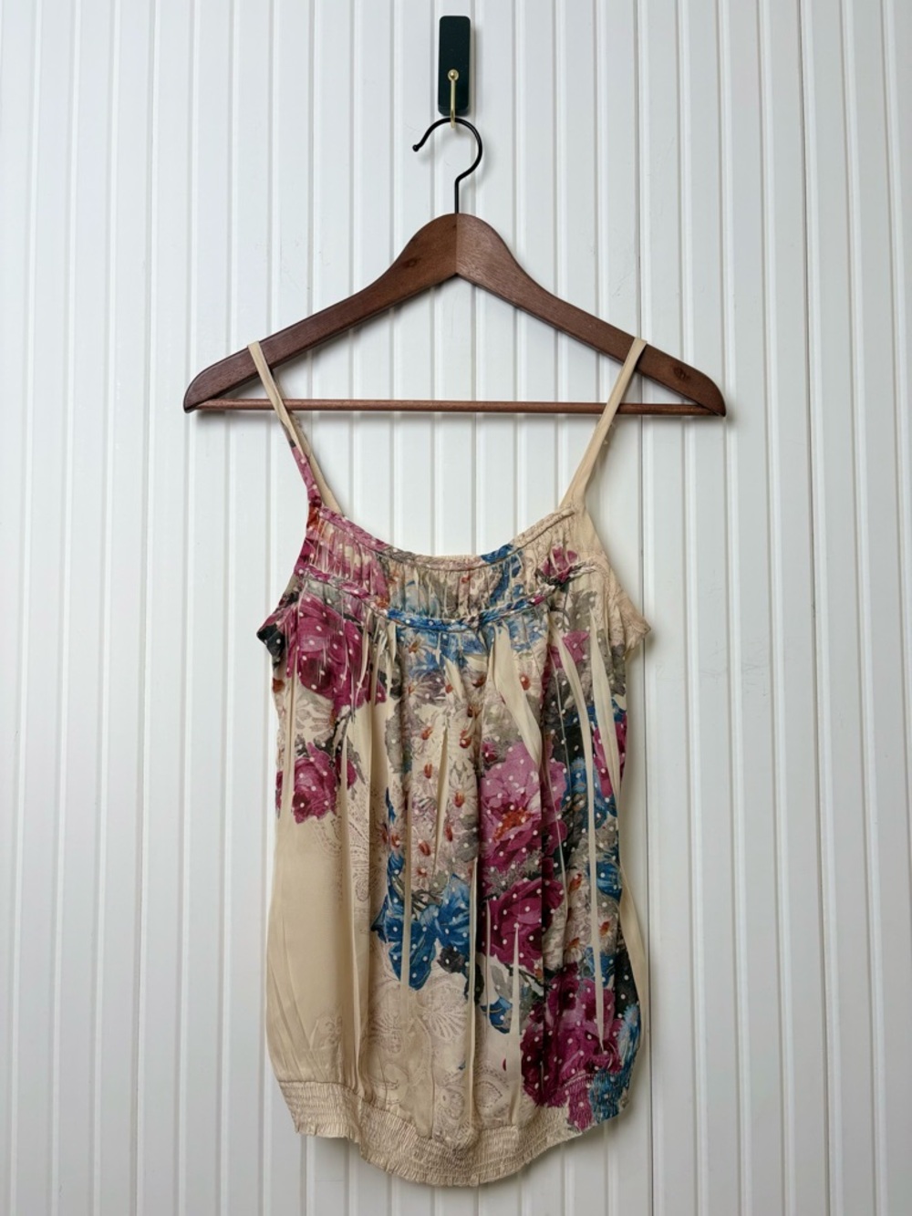 Fang Y2K Inspired Tank Bubble Hem Floral Print Small Bohemian Hippie Artsy